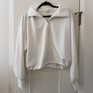 Zella White Half-Zip Cowl Neck Sweatshirt